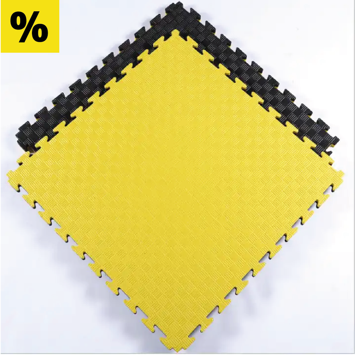 SET 30 unités de puzzle Tatami professionnel 100x100x2 cm noir et jaune