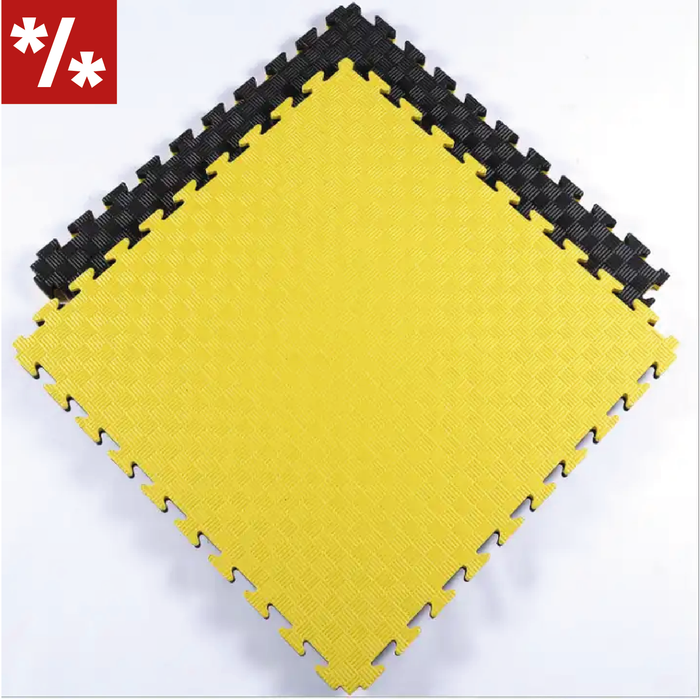 SET 10 unités de puzzle Tatami professionnel 100x100x2 cm noir et jaune